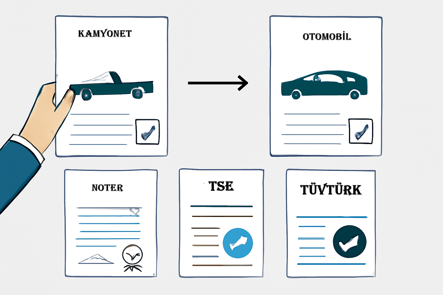 Kamyonet Ruhsatlı Aracı Otomobile Çevirme Ücreti ve Belgeleri